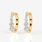 Round Cut Lab Grown Diamond Hoop 14k Gold Earrings