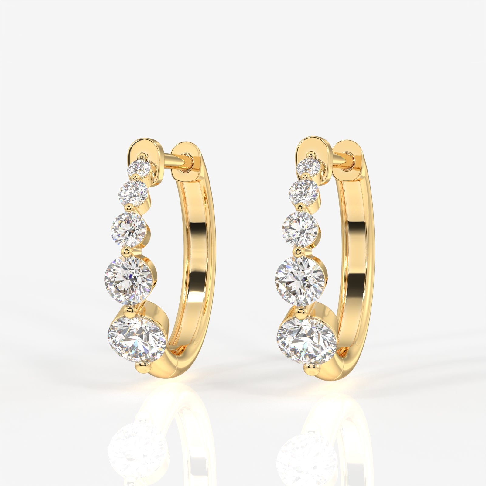 Round Cut Lab Grown Diamond Hoop 14k Gold Earrings
