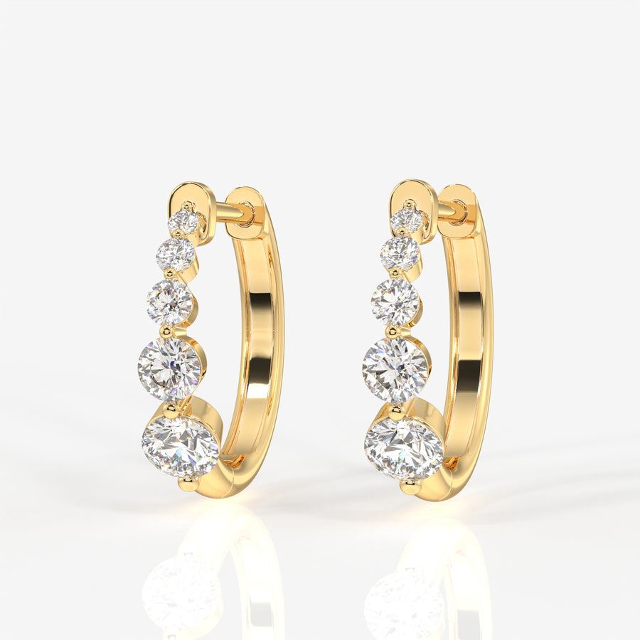 Round Cut Lab Grown Diamond Hoop 14k Gold Earrings