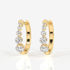 Round Cut Lab Grown Diamond Hoop 14k Gold Earrings