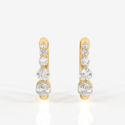 Round Cut Lab Grown Diamond Hoop 14k Gold Earrings