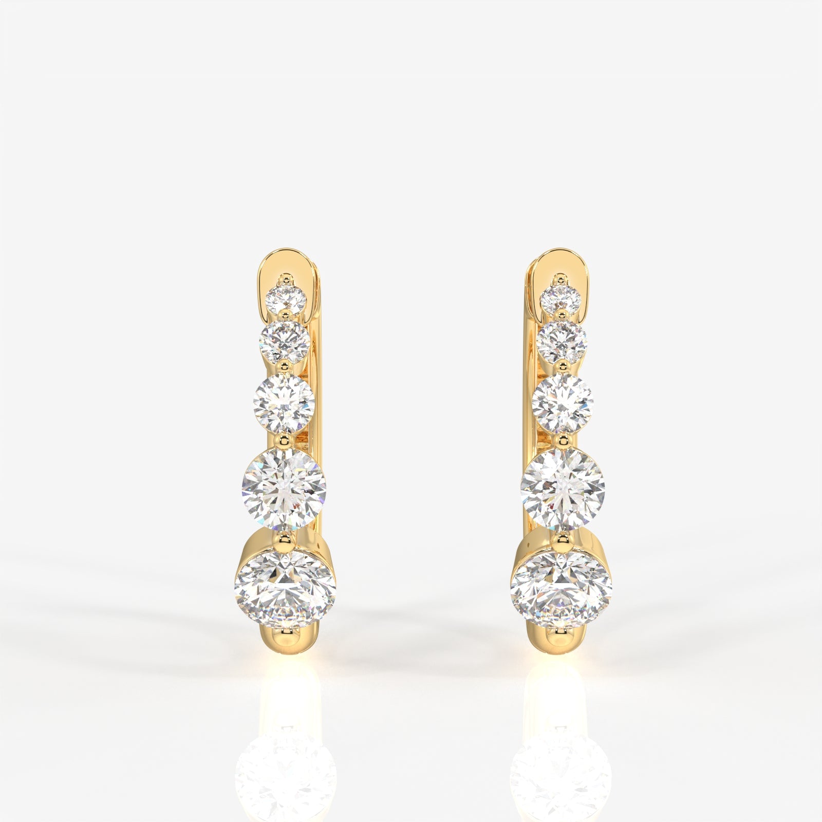 Round Cut Lab Grown Diamond Hoop 14k Gold Earrings