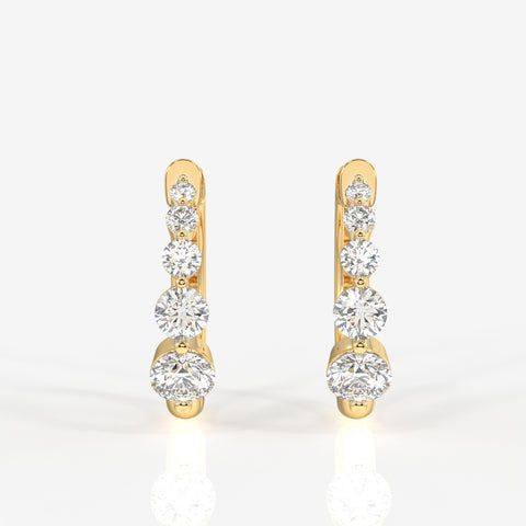Round Cut Moissanite Diamond Hoop 14k Gold Earrings