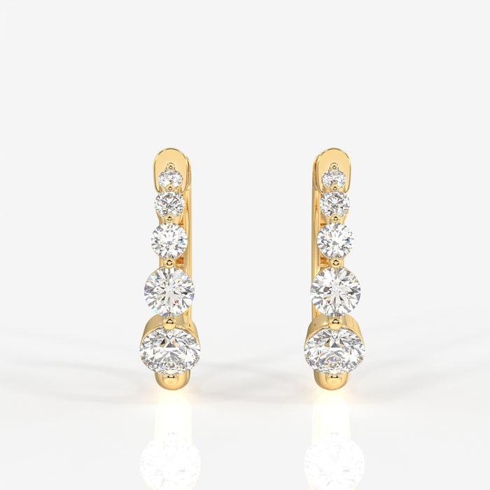 Round Cut Moissanite Diamond Hoop 18k Gold Earrings