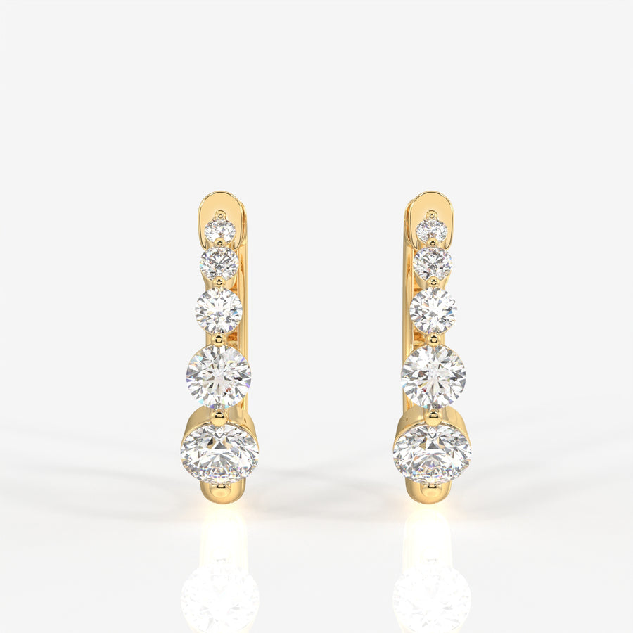Round Cut Lab Grown Diamond Hoop 14k Gold Earrings
