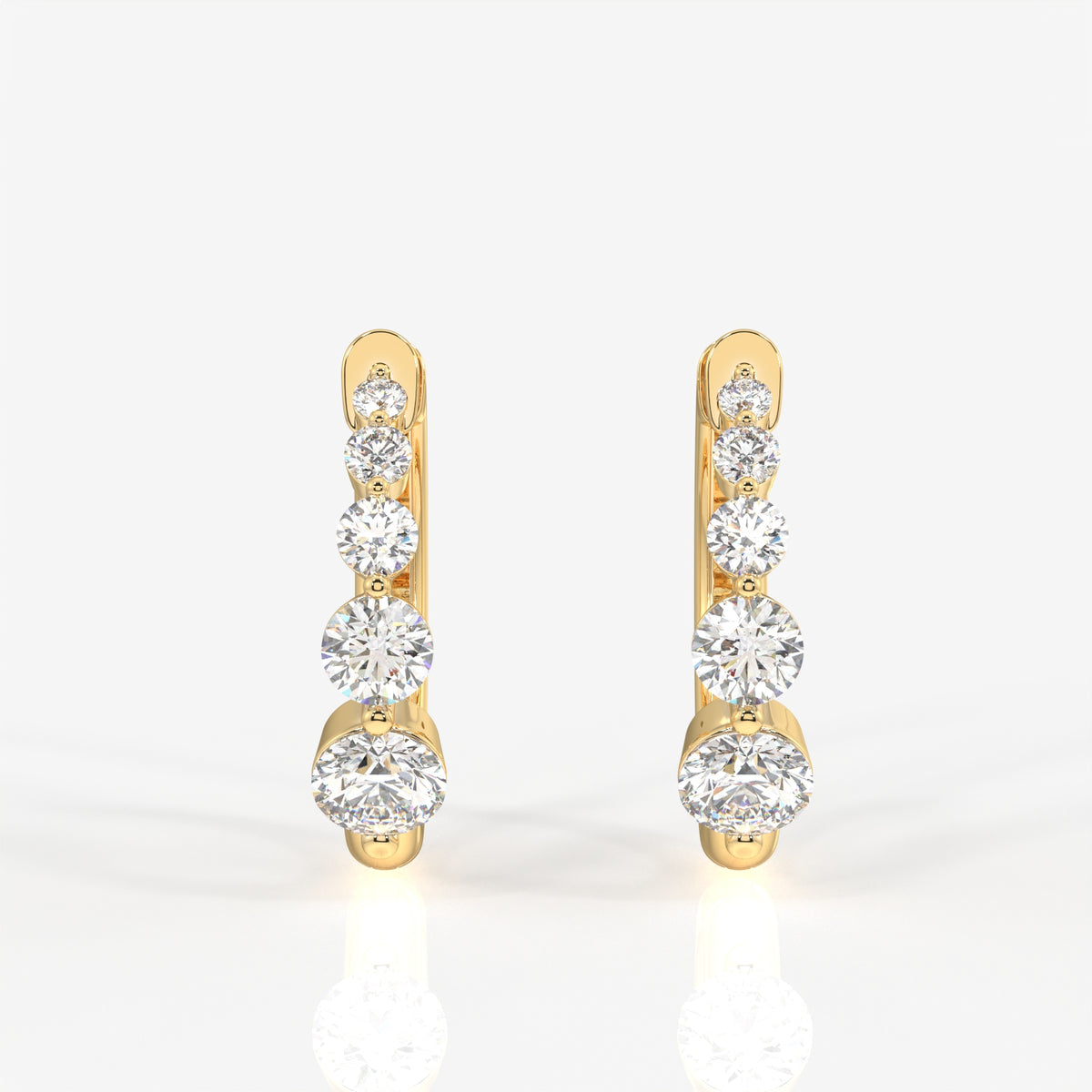 Round Cut Lab Grown Diamond Hoop 14k Gold Earrings