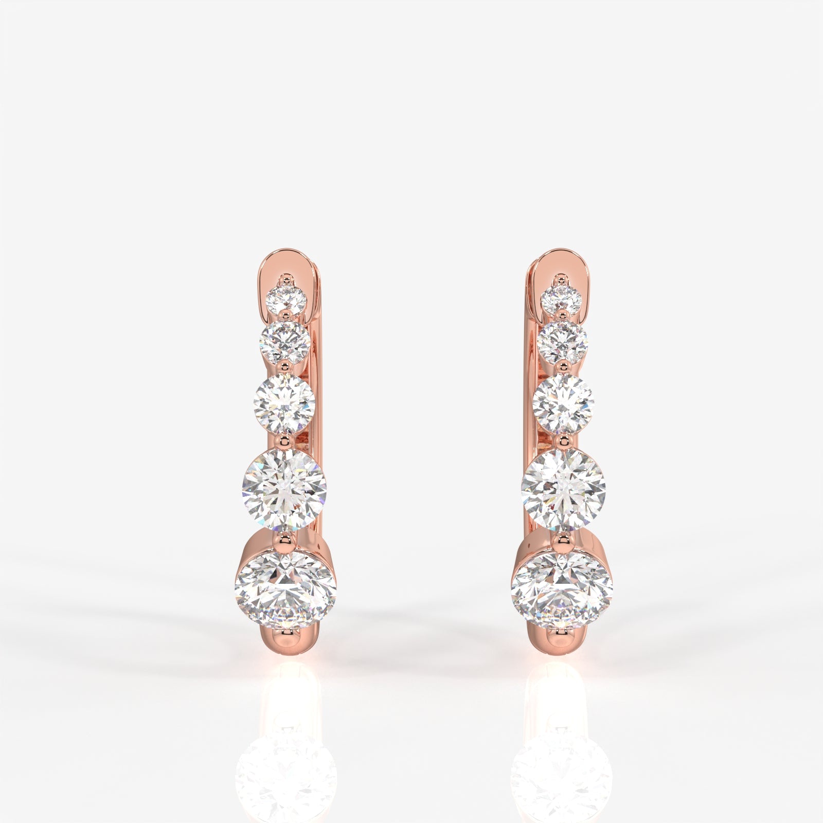 Round Cut Lab Grown Diamond Hoop 14k Gold Earrings