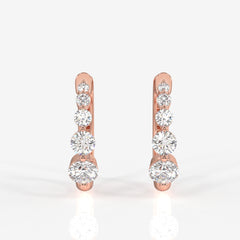 Round Cut Lab Grown Diamond Hoop 14k Gold Earrings