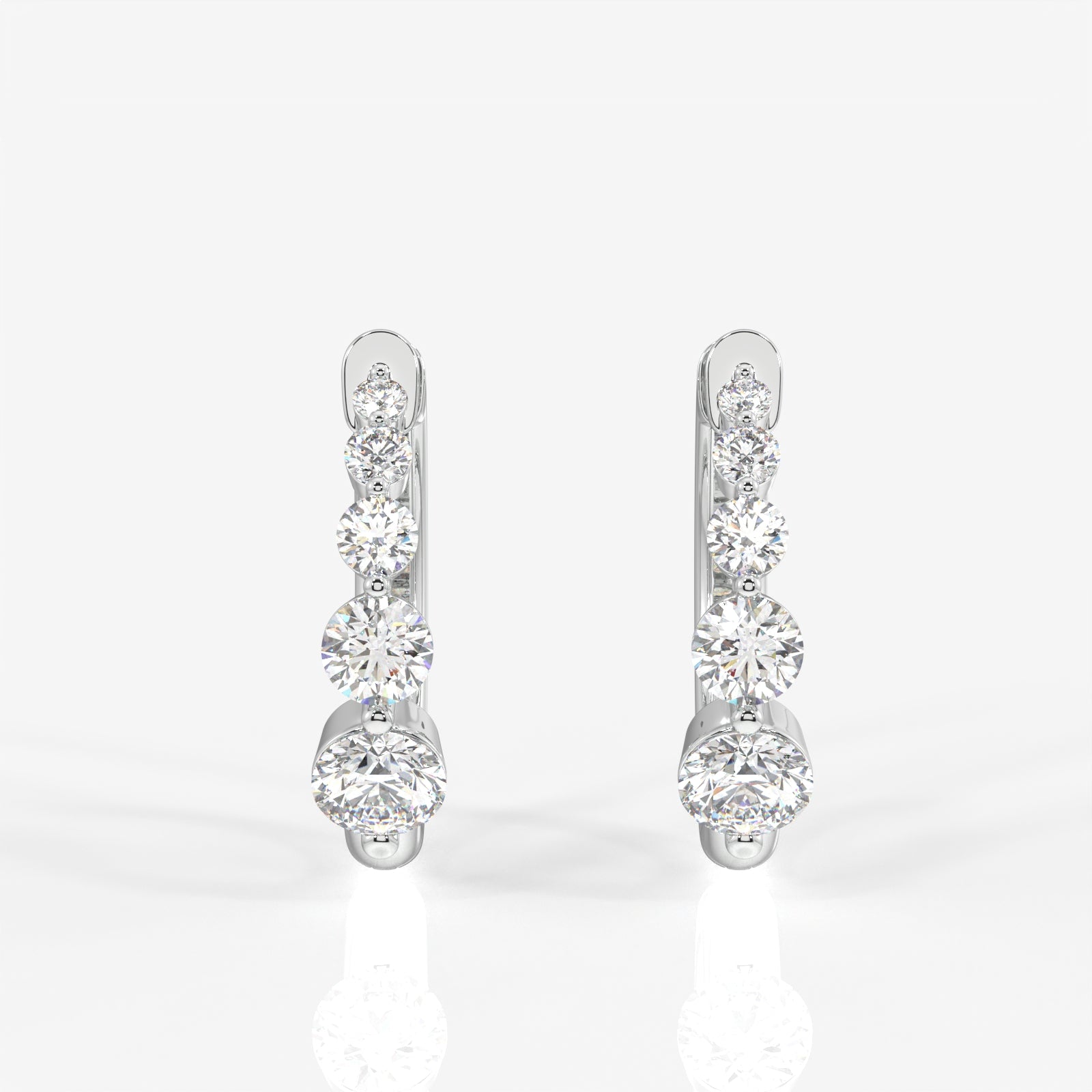 Round Cut Lab Grown Diamond Hoop 14k Gold Earrings