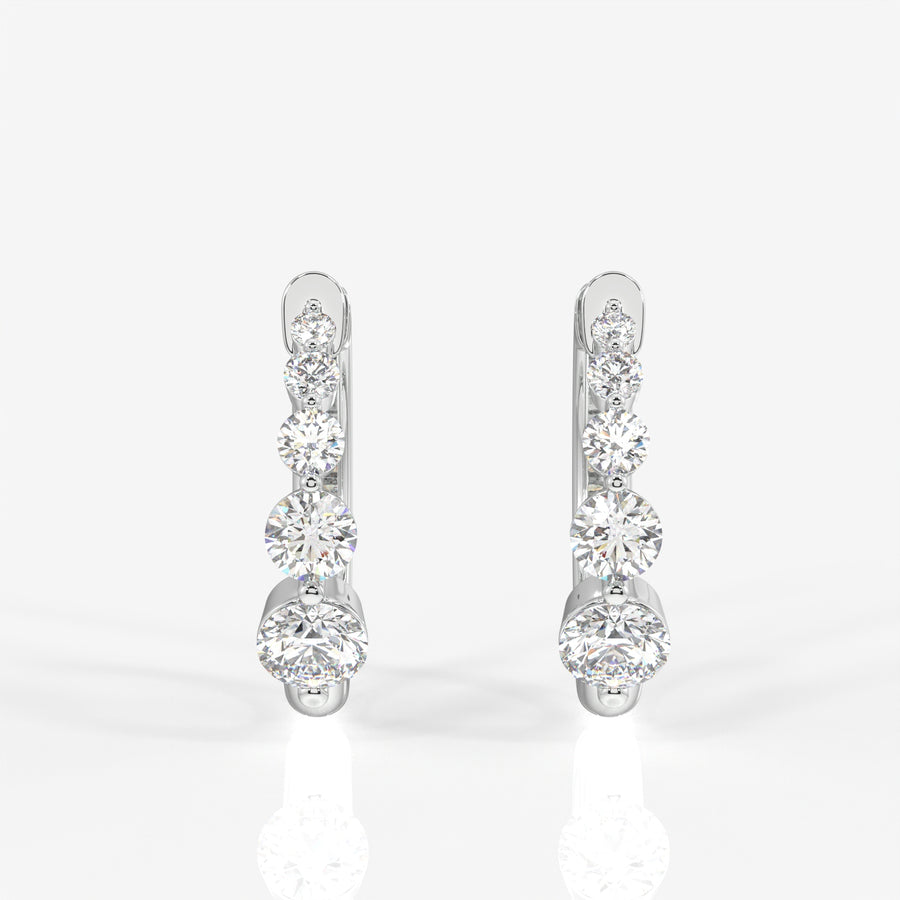 Round Cut Lab Grown Diamond Hoop 14k Gold Earrings