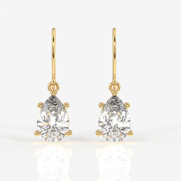 Pear Cut Moissanite Diamond Dangle 18k Gold Earrings