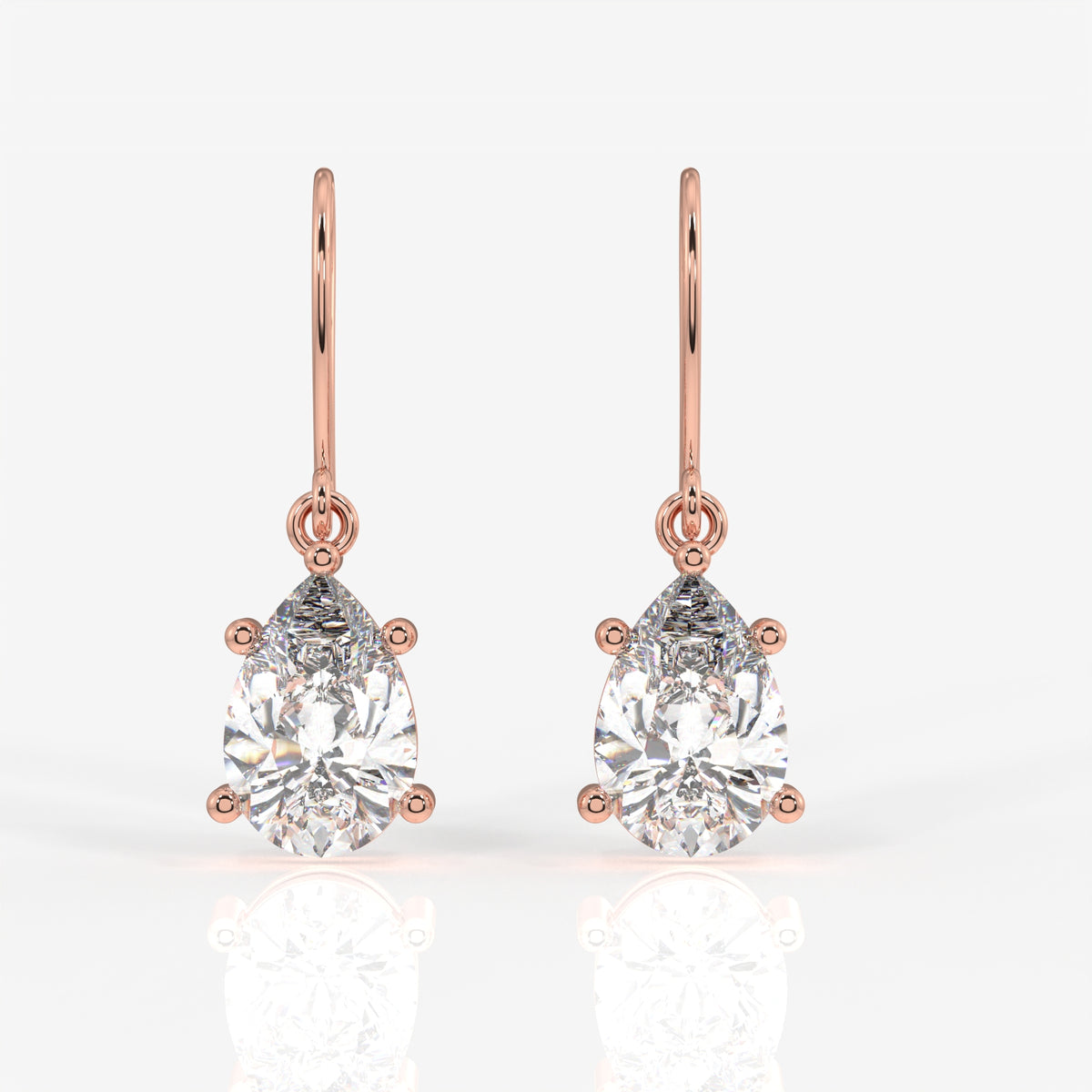 Pear Cut Lab Grown Diamond Dangle 18k Gold Earrings