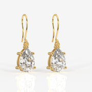 Pear Cut Moissanite Diamond Dangle Sterling Silver Earrings