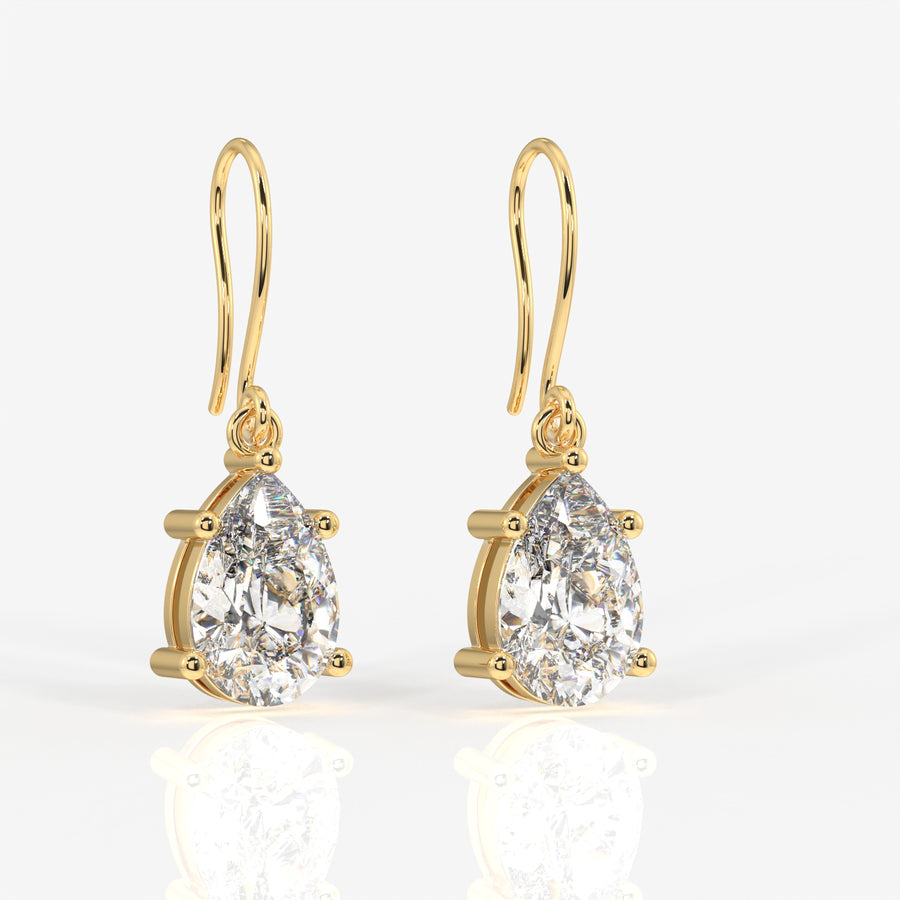 Pear Cut Moissanite Diamond Dangle Sterling Silver Earrings