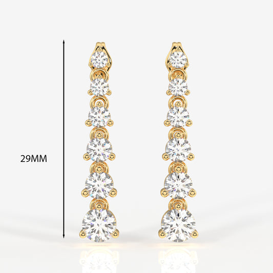 Round Cut Moissanite Diamond Dangle Sterling Silver Earrings