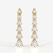 Round Cut Lab Grown Diamond Dangle 9K Gold Earrings