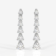 Round Cut Lab Grown Diamond Dangle 9K Gold Earrings