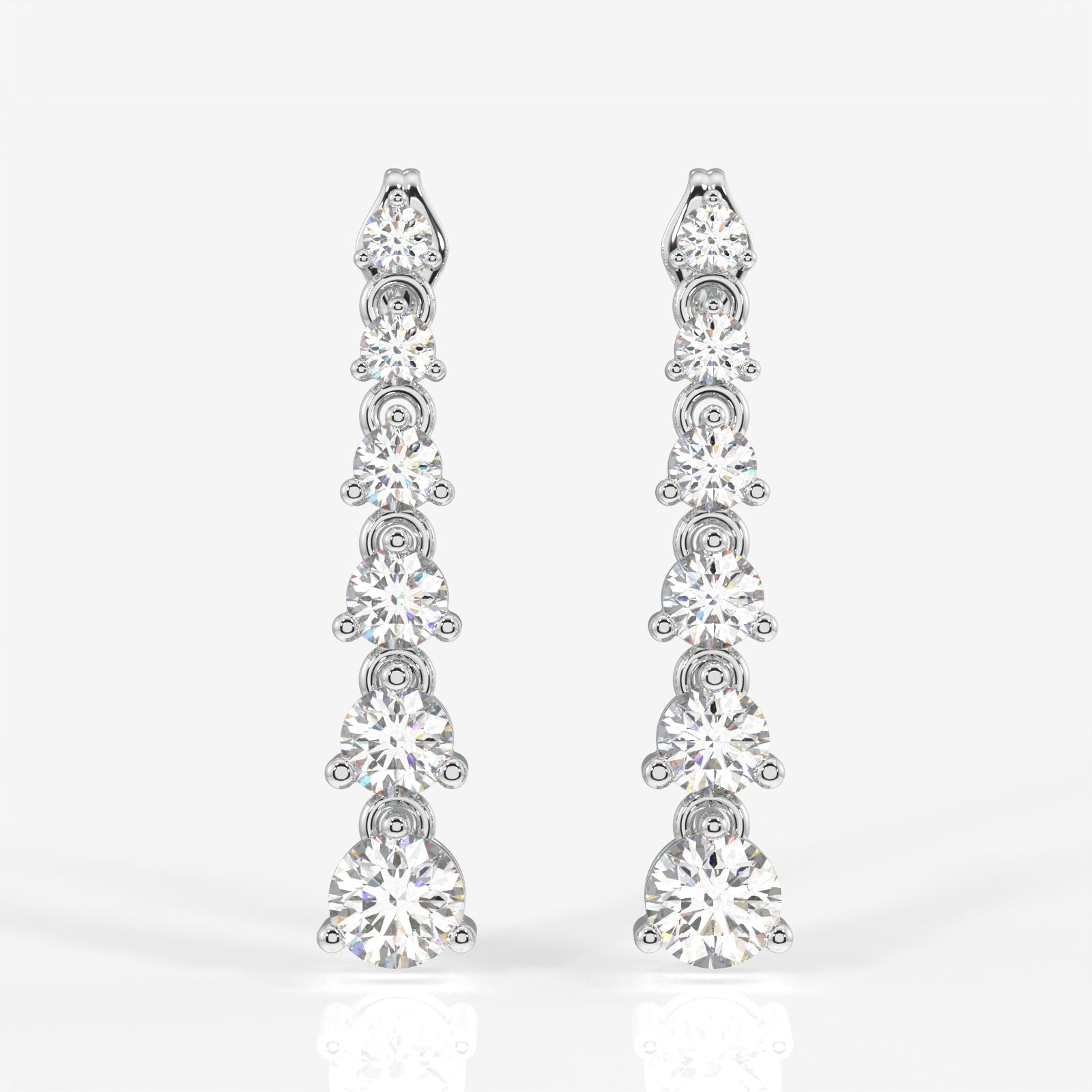 Round Cut Lab Grown Diamond Dangle 9K Gold Earrings