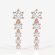 Round Cut Lab Grown Diamond Dangle 9K Gold Earrings