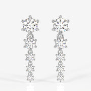 Round Cut Lab Grown Diamond Dangle 9K Gold Earrings