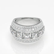 Stellar Cushion & Round Cut Moissanite Diamond  Wedding Sterling Silver Band Ring