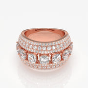 Stellar Cushion & Round Cut Moissanite Diamond  Wedding Sterling Silver Band Ring