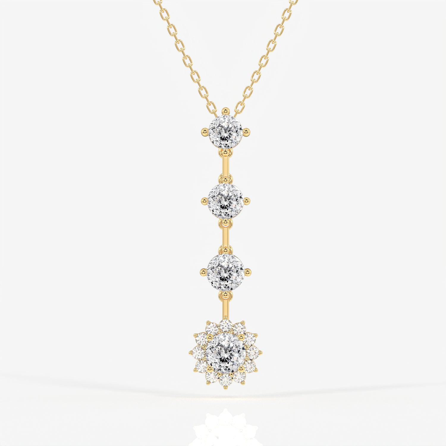 Portuguese Cut Lab Grown Diamond Fashion 18K Gold Pendant