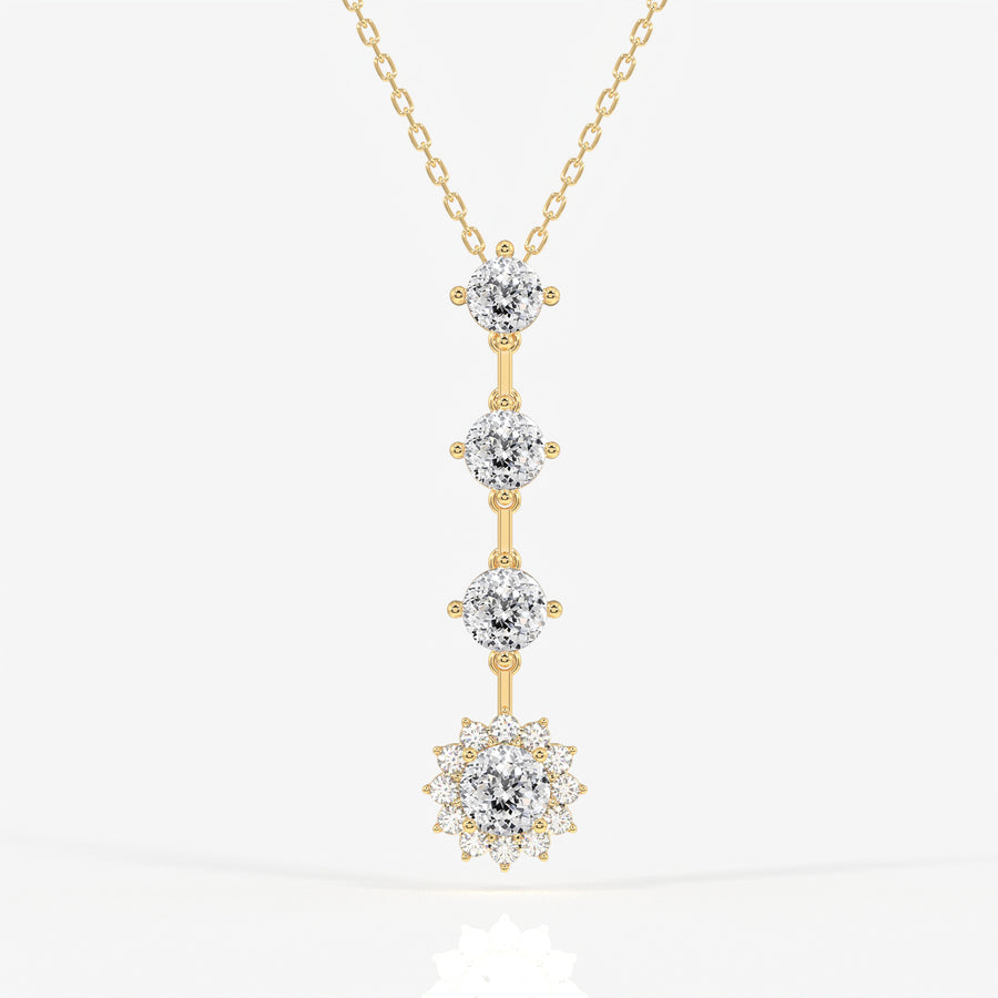 Portuguese Cut Lab Grown Diamond Fashion 18K Gold Pendant