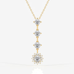 Portuguese Cut Moissanite Diamond Fashion 14K Gold Pendant