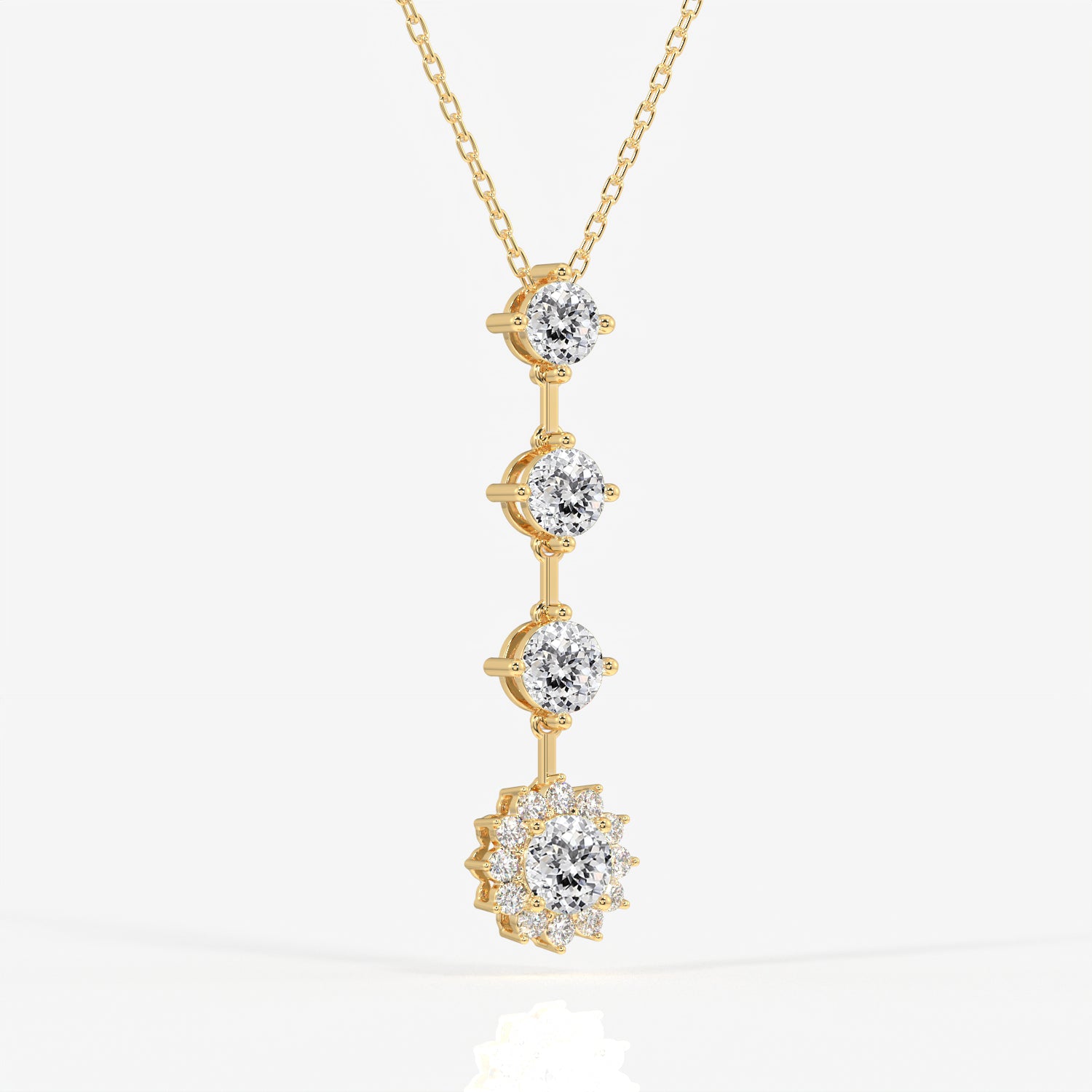 Portuguese Cut Lab Grown Diamond Fashion 18K Gold Pendant