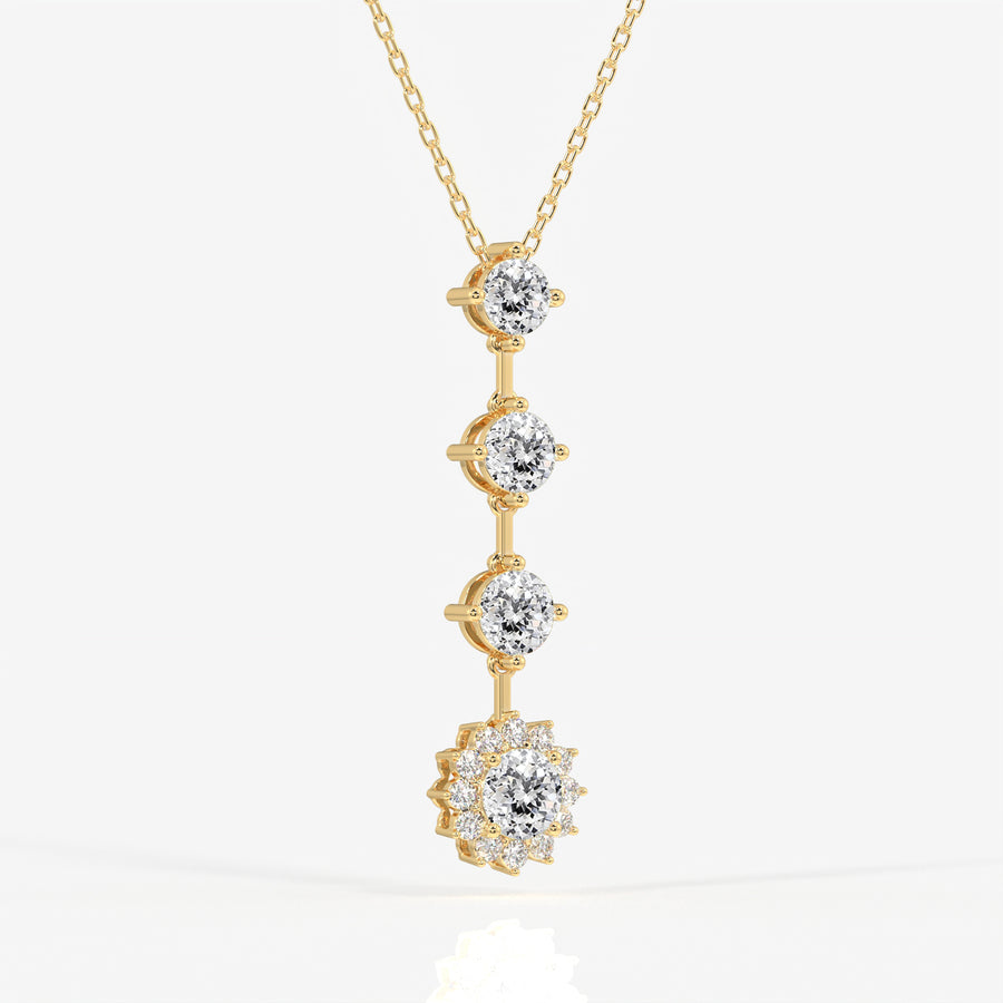 Portuguese Cut Lab Grown Diamond Fashion 18K Gold Pendant