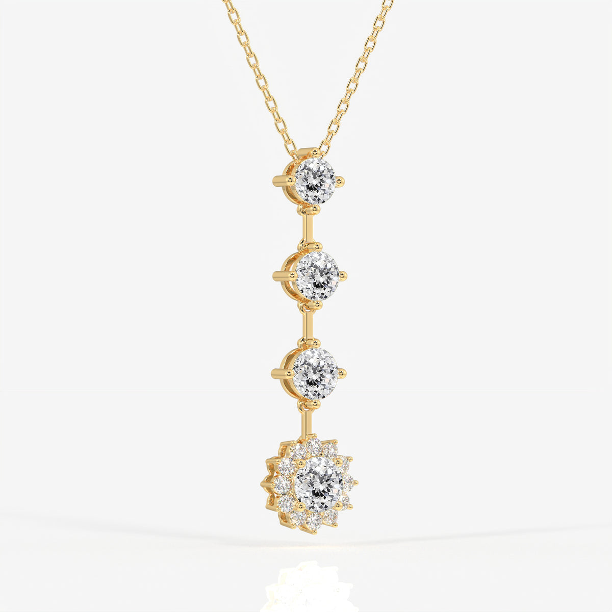 Portuguese Cut Moissanite Diamond Fashion 14K Gold Pendant