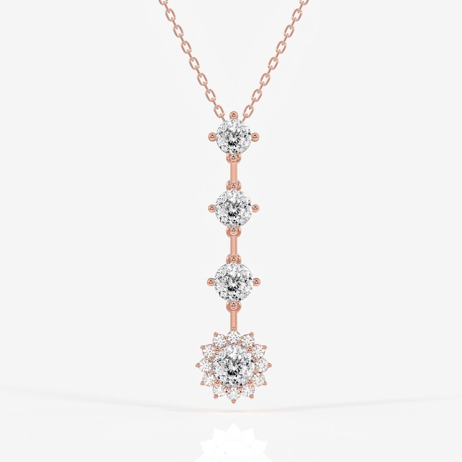 Portuguese Cut Lab Grown Diamond Fashion 18K Gold Pendant