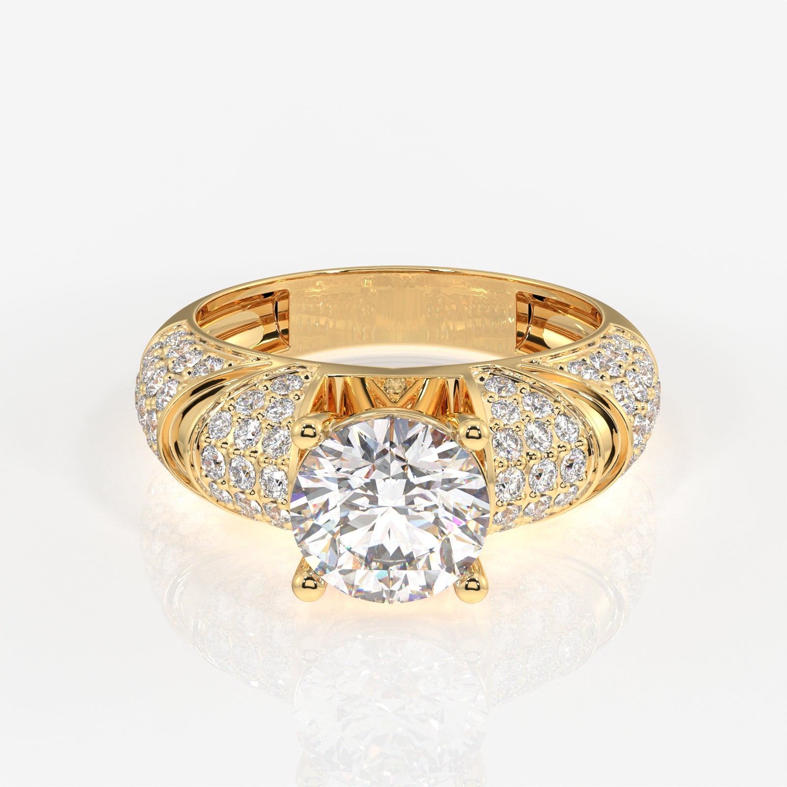 Round Cut Lab Grown Diamond Cocktail 9K Gold Rings