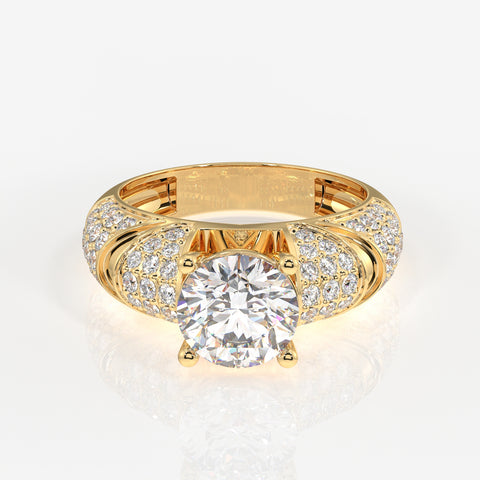 Round Cut Moissanite Diamond Cocktail Sterling Silver Rings