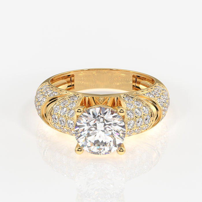 Round Cut Moissanite Diamond Cocktail 18K Gold Rings