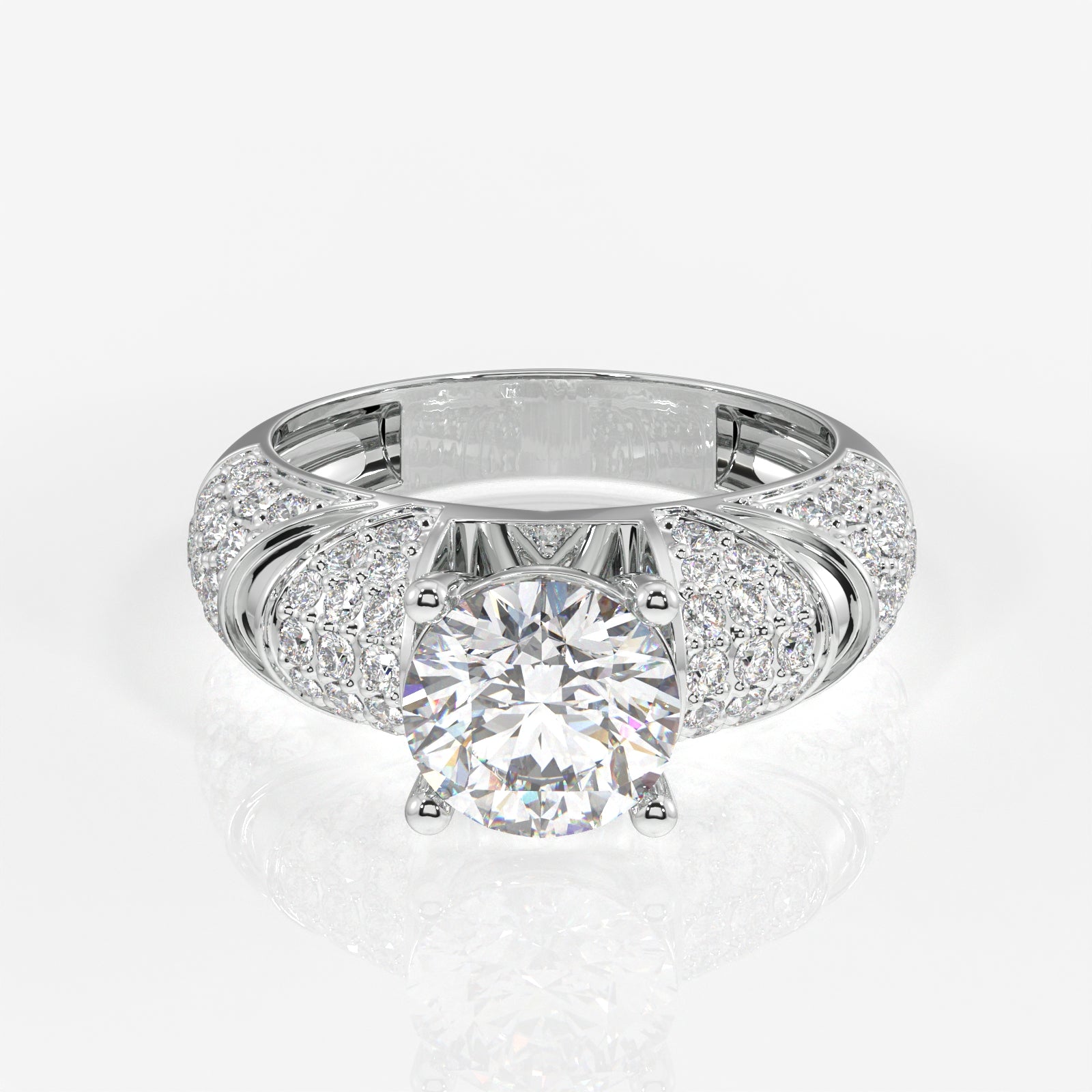 Round Cut Lab Grown Diamond Cocktail 9K Gold Rings