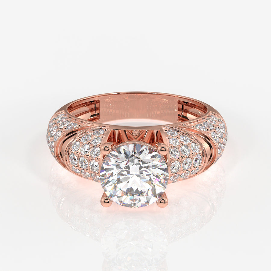 Round Cut Lab Grown Diamond Cocktail 9K Gold Rings