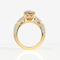 Round Cut Moissanite Diamond Cocktail 18K Gold Rings