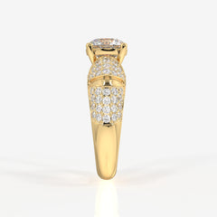 Round Cut Moissanite Diamond Cocktail 18K Gold Rings
