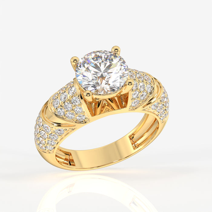 Round Cut Moissanite Diamond Cocktail 18K Gold Rings