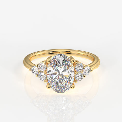 Oval Cut Moissanite Diamond Engagement Sterling Silver Ring