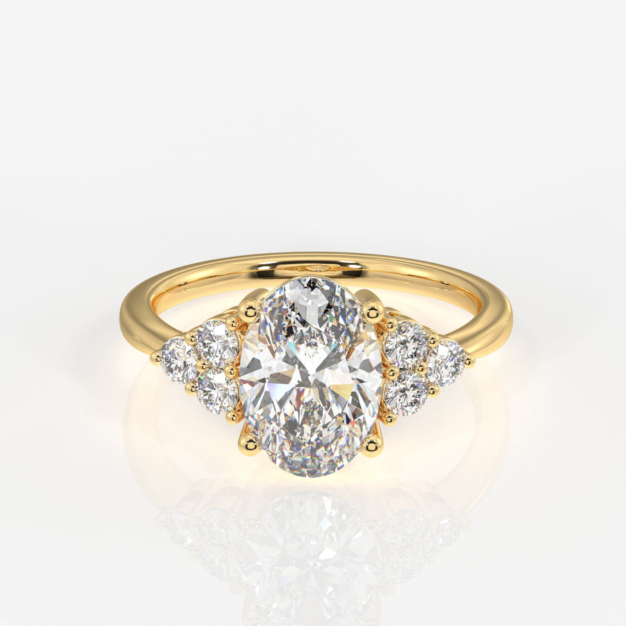 Oval Cut Lab Grown Diamond Engagement 14K Gold Ring