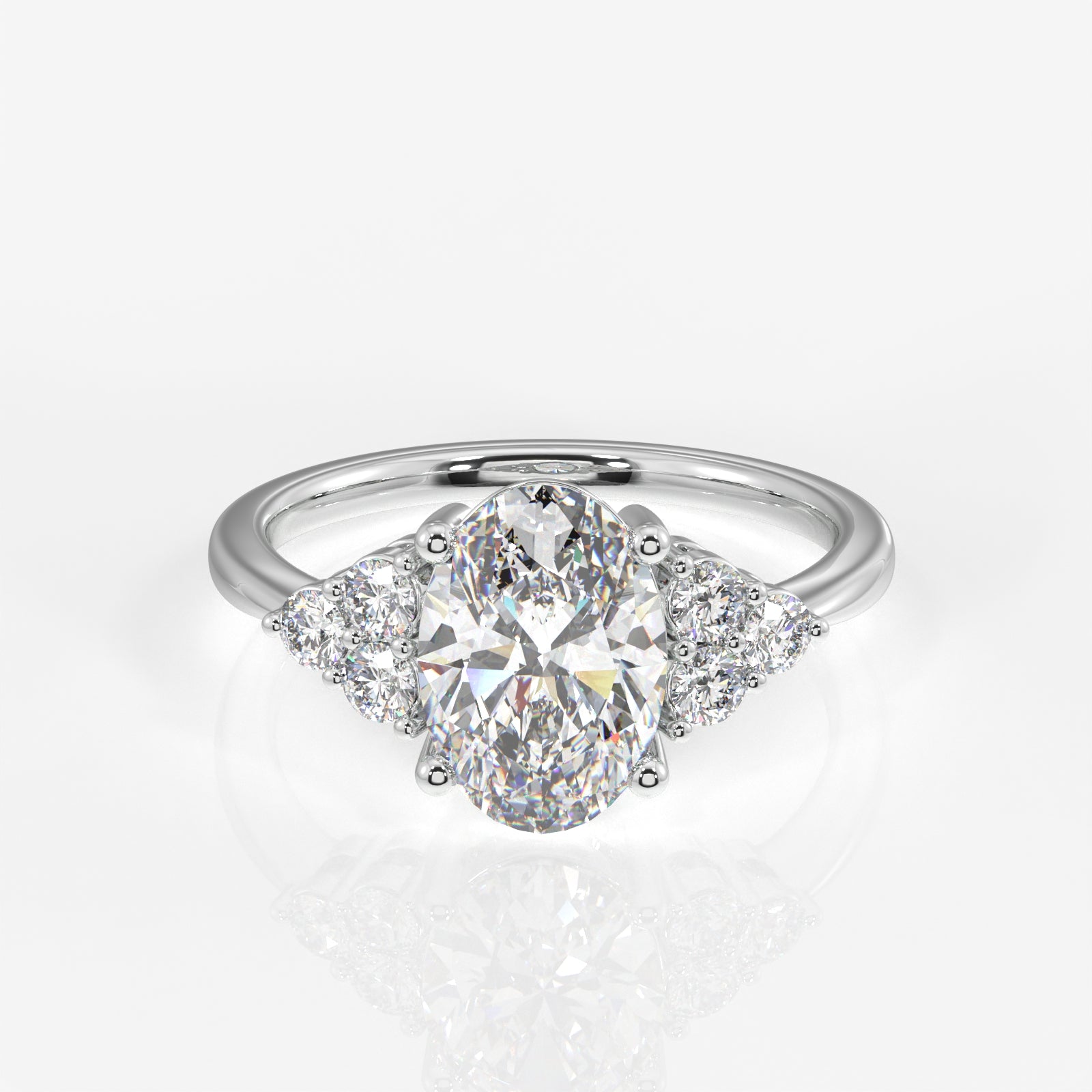 Oval Cut Lab Grown Diamond Engagement 14K Gold Ring
