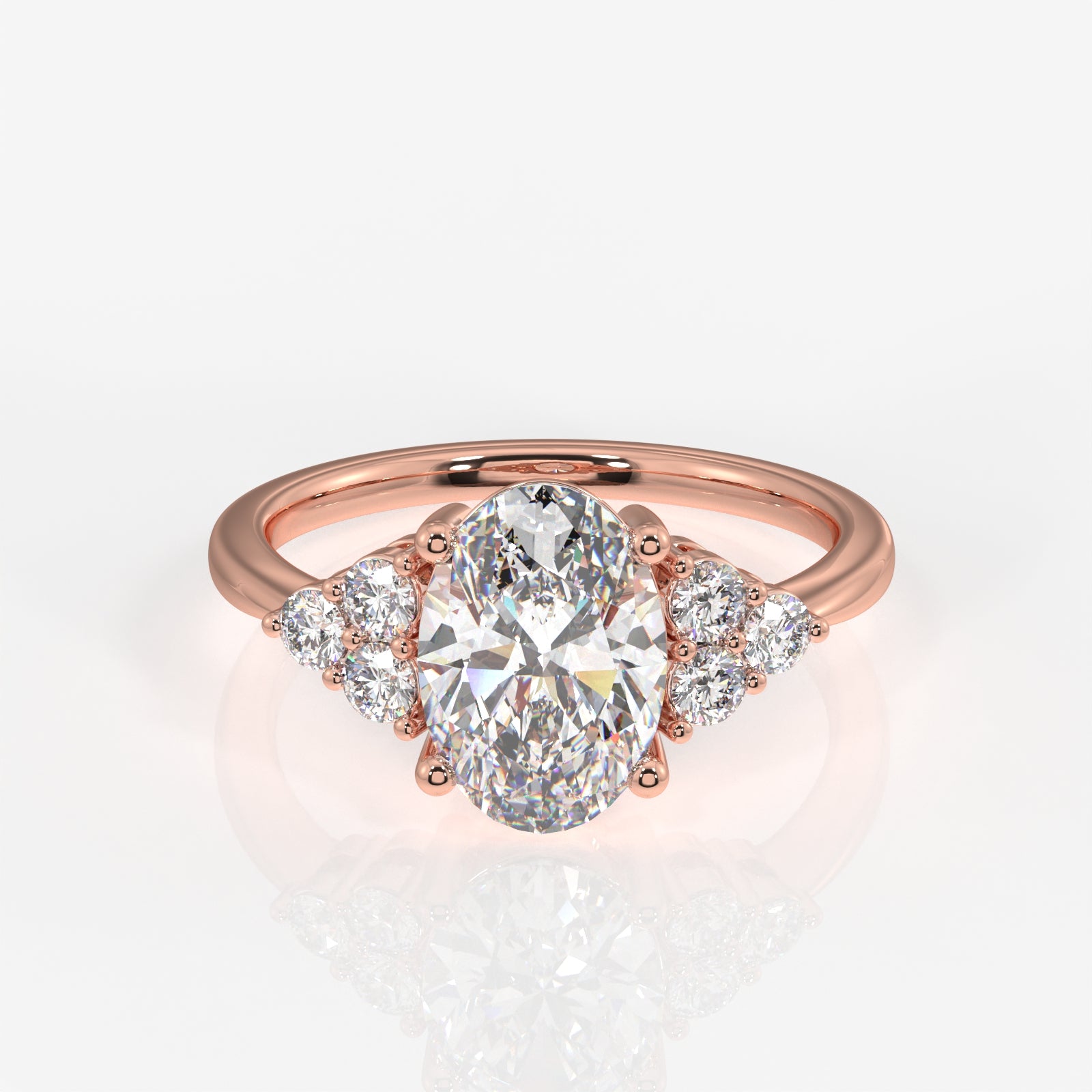 Oval Cut Lab Grown Diamond Engagement 14K Gold Ring