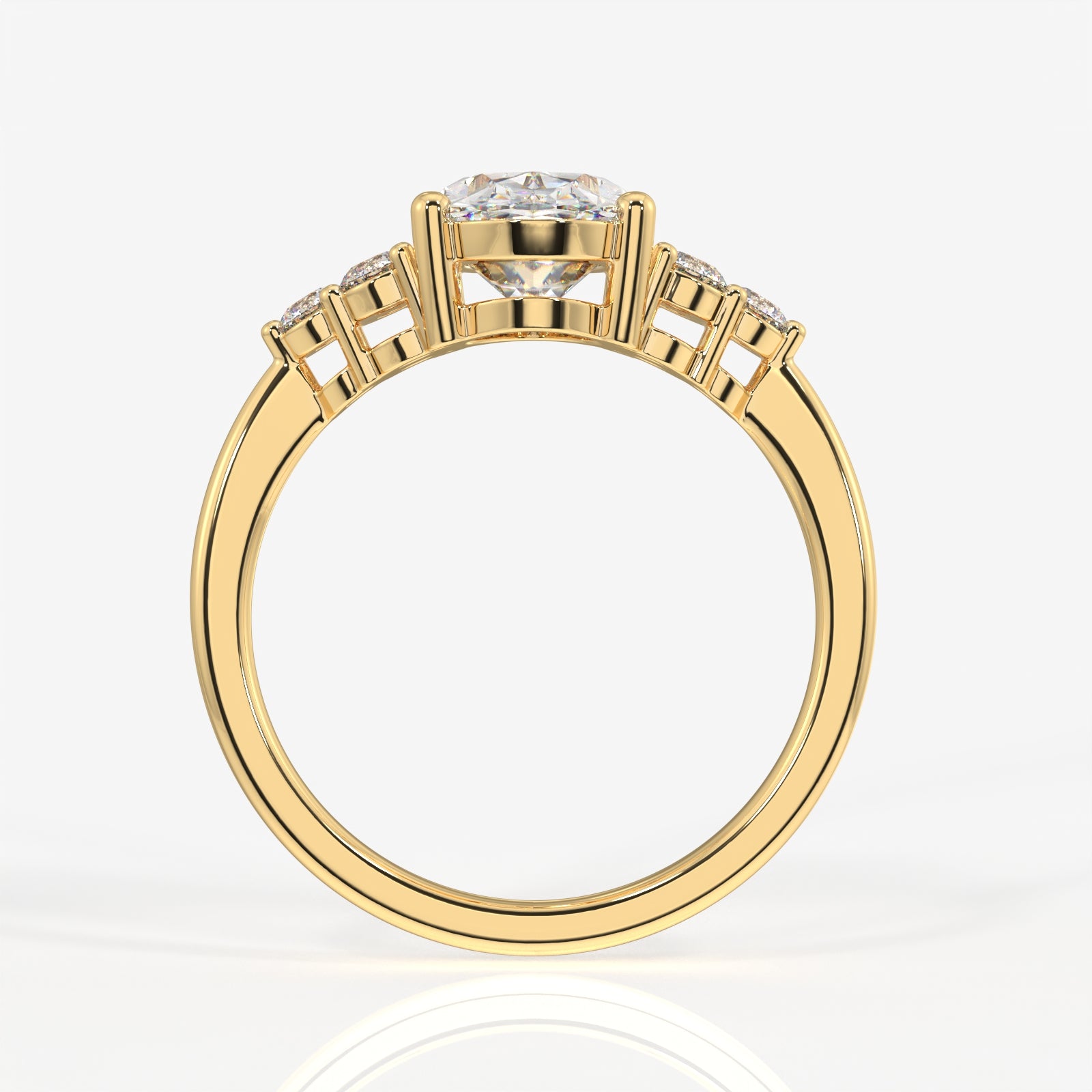 Oval Cut Lab Grown Diamond Engagement 14K Gold Ring