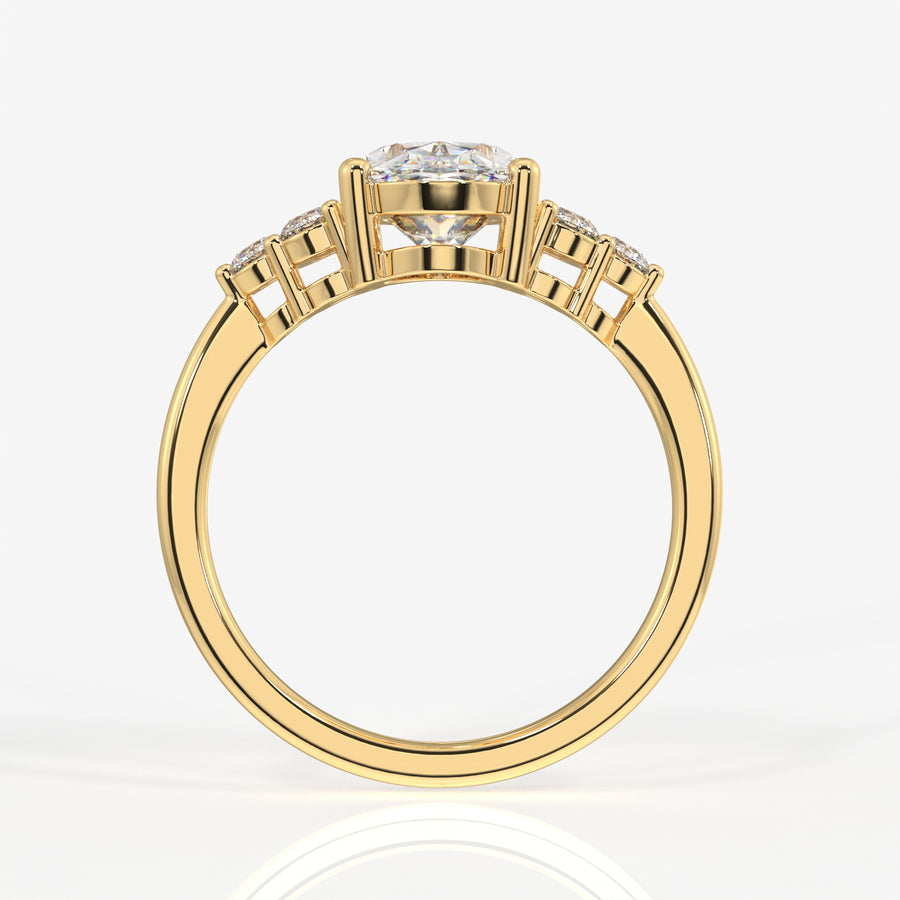 Oval Cut Lab Grown Diamond Engagement 14K Gold Ring