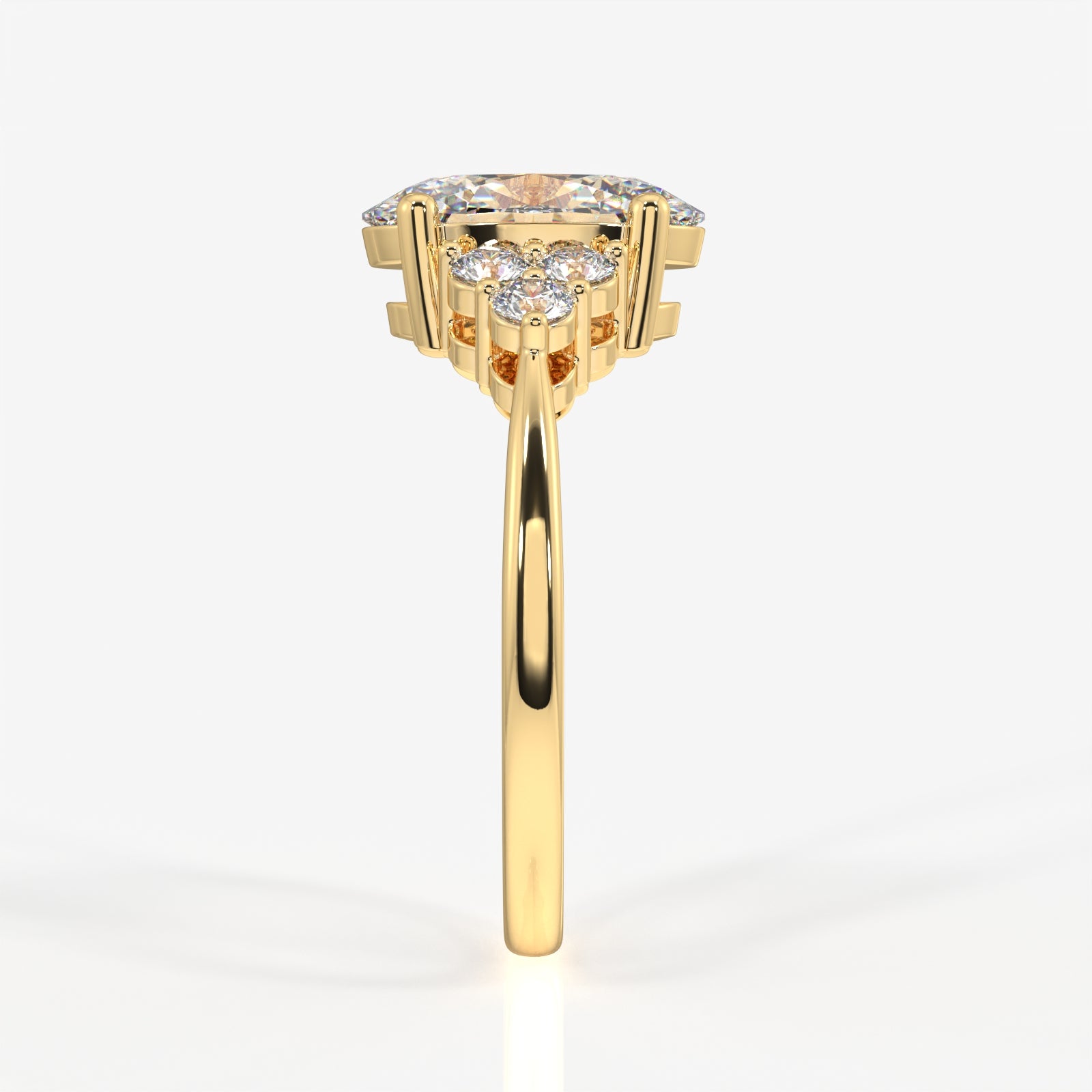 Oval Cut Lab Grown Diamond Engagement 14K Gold Ring
