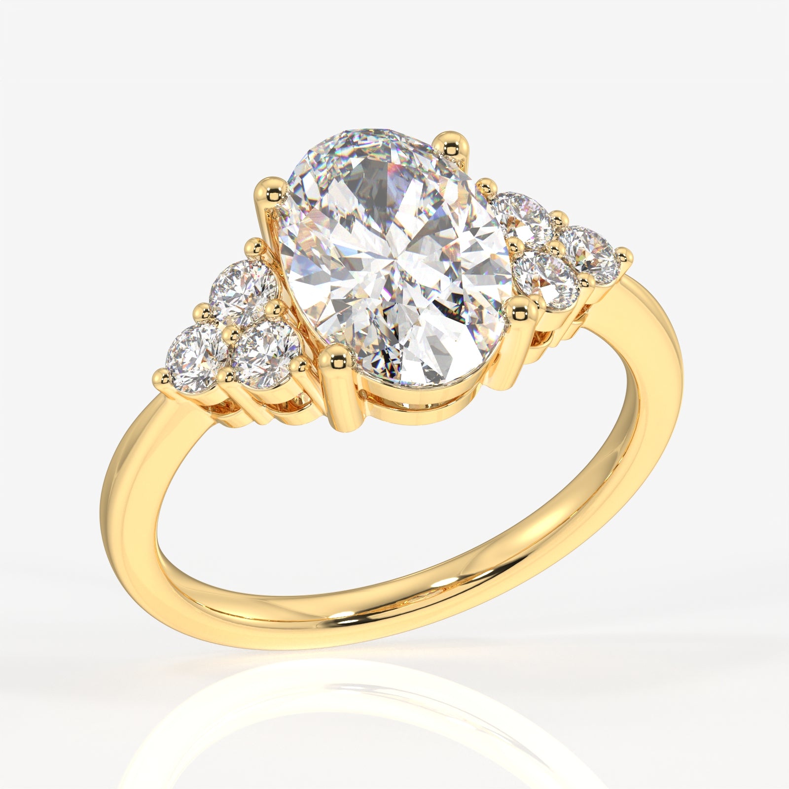 Oval Cut Lab Grown Diamond Engagement 14K Gold Ring