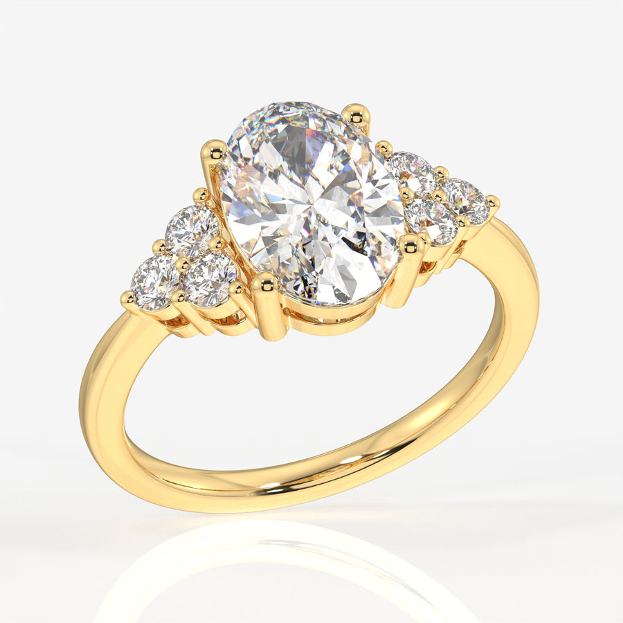 Oval Cut Lab Grown Diamond Engagement 14K Gold Ring